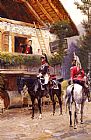 Officers from a Cuirassier Regiment in front of a Country House by Jean Baptiste Edouard Detaille